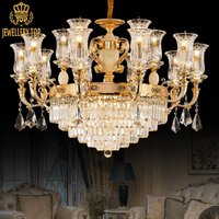 Lustre LED en cristal K9 moderne et luxueux, personnalisable, pour hall d'hôtel, villa, salon, escalier suspendu, décoration