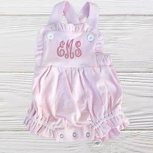 ชุดรอมเปอร์เด็กผู้หญิงน่ารัก ลายโมโนแกรม ผ้าฝ้าย 100% แต่งระบาย ชุดฤดูร้อน แฟชั่นลำลอง สไตล์บับเบิ้ล สำหรับเด็ก - Product Image 2