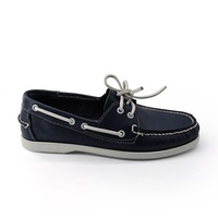 Mocassins bateau pour hommes en cuir véritable bleu classique de haute qualité, à plateforme, souples, décontractés, pour la marche pieds nus