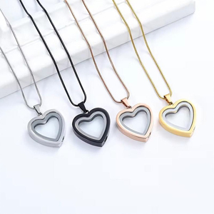 Collar de Cremación de Acero Inoxidable con Corazón de Cristal para Cenizas, Medallones Conmemorativos de Amor, Joyería Colgante de Urna para Mujeres y Hombres - Product Image 5