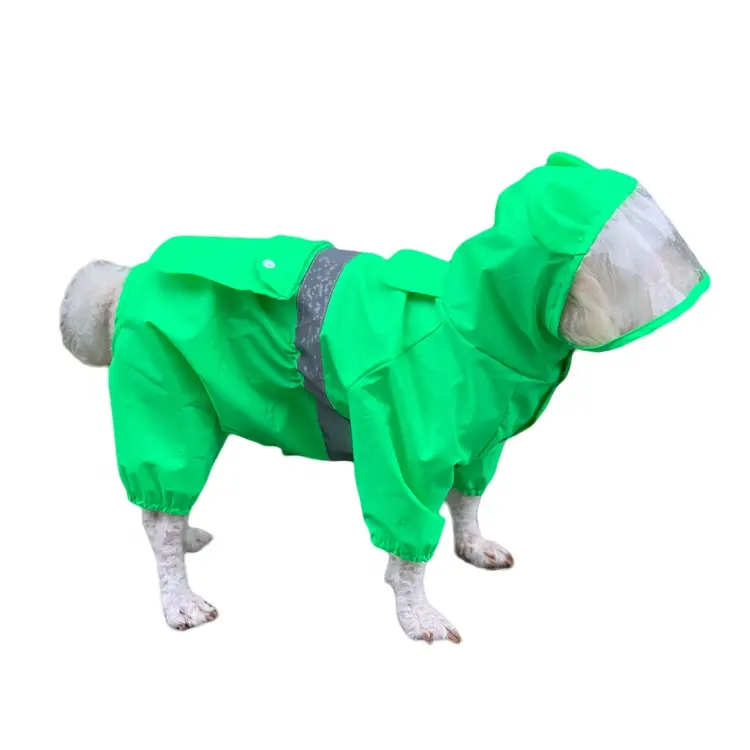 Corgi เสื้อกันฝนสุนัขสี่ขากันน้ำ,เสื้อกันฝนสำหรับสัตว์เลี้ยงขนาดเล็กเสื้อกันฝนสีเขียวและเทปสะท้อนแสง