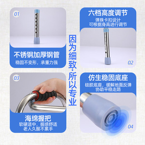 Hengshunhe <b>Walker</b> Stainless Steel Folding With Seat And Wheels For <b>Elderly</b> Rehabilitation Assistance - Product Image 2