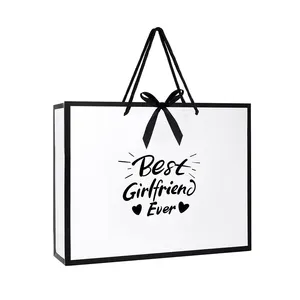 Custom Print White Paper Clothes Shoes Promotion Shopping Tote Bag Luxury Branded Gift Paper Bags Packaging With Your Own Logo