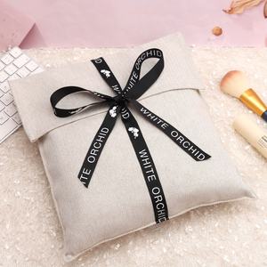 उच्च अंत पुनः प्रयोज्य हर्रिंगबोन लिफाफा कपड़े की पैकिंग थैली रिबन लोगो के साथ कपास टवैट वॉलेट हैंडबैग धूल बैग - Product Image 3