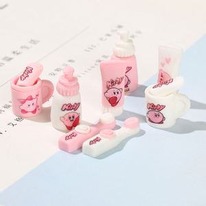 Lindo Kirby resina artesanía DIY accesorios pasta de dientes cepillo de dientes jabón baño Gel taza conjunto adornos en miniatura casa de muñecas - Product Image 2