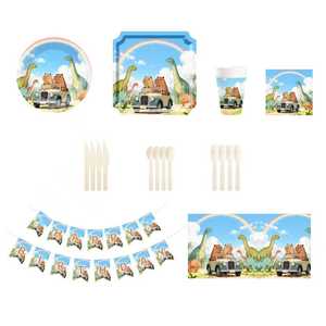 Platos de Papel de Dinosaurio DAMAI, Decoraciones Desechables para Fiesta de Dinosaurios, Suministros para Fiestas, Vajilla para Fiesta de Cumpleaños, Juego para 8 Personas - Product Image 3