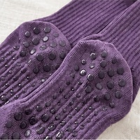 Chaussettes de compression côtelées en coton tricoté à cinq doigts pour femmes, antidérapantes avec grip en silicone, pour yoga et pilates, hauteur genou