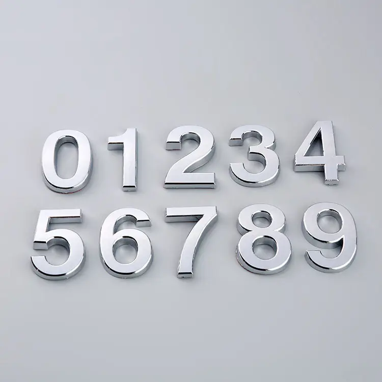 Moderne argent ABS en plastique porte numéro signe hôtel maison numéro adresse autocollant plaque signe