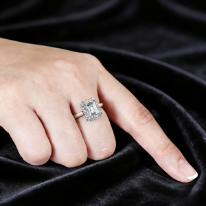 New Arrival S925 Sterling <b>Silver</b> Women's Step-Cut Zirconia <b>Ring</b> with Rows of Diamonds Fade-Resistant - Product Image 6