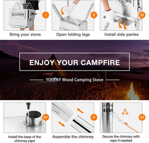 Tubos de chimenea de acero inoxidable para quemar madera, cocina, senderismo, <span class=keywords><strong>viajes</strong></span> de mochilero, portátil, para acampar al aire libre, tienda de madera, estufa - Product Image 4