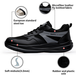 GUYISA Wide <strong>Toe</strong> Box Safety Shoes Steel <strong>Toe</strong> Anti Puncture Breathable Mesh Summer Lightweight Comfortable Unisex Low Cut - Product Image 2