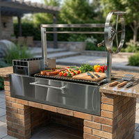 Grill à Kebab Rotatif au Charbon de Bois en Acier Inoxydable de Style Argentin pour Barbecue Extérieur