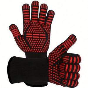 Gants de barbecue imprimés à pois résistants aux températures extrêmes, en tissu T/C, doublure en coton, isolation thermique, compatibles lave-vaisselle - Product Image 1