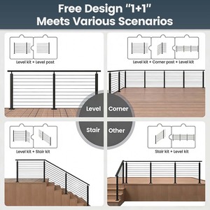 מערכת מעקה כבלים אנכי מתכוונן פרימיום - עיצוב נירוסטה 304 למרפסות חיצוניות מודרניות, מדרגות וגנים - Product Image 4