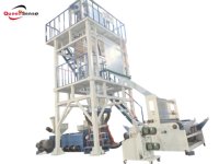Machine de soufflage de film plastique automatique à grande vitesse à double couche ABA (LDPE, HDPE, LLDPE) par co-extrusion, modèle QS-ABA1800, du fabricant d'usine