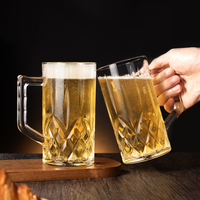 Mug à bière en verre gravé avec poignée, 30 oz, forme ronde classique, poids lourd, vente en gros d'usine, idéal pour les fêtes, le meilleur cadeau pour hommes, pères, copains, papas