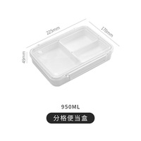 Boîte à lunch en plastique pour étudiants avec séparateur, récipient de stockage alimentaire réutilisable pour enfants et adultes avec couvercles pour la maison et la cuisine