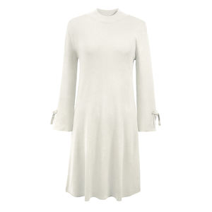 เดรสสเวตเตอร์แบบสวมหัวถักของผู้หญิงเดรสสเวตเตอร์คอกลมแขนยาวยาวถึงเข่าแบบกำหนดเองได้ - Product Image 3