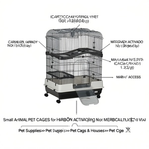 กรงสัตว์เลี้ยงขนาดเล็ก ลวดเหล็ก รูปทรงสี่เหลี่ยมผืนผ้า ถาดพลาสติก จัดส่งรวดเร็ว ใช้ภายในอาคาร - Product Image 1