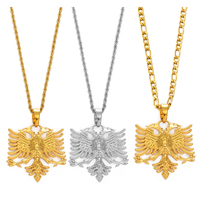 Silber/Gold Albanischer Adler Anhänger Halskette Ethnischer Schmuck Mit Kupferketten für Männer und Frauen Kosovo # 233406