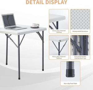 32 Inch Modern Plastic <strong>Folding</strong> <strong>Table</strong> Square Portable Lightweight <strong>Card</strong> <strong>Table</strong> with Collapsible Legs for Outdoor Use - Product Image 4