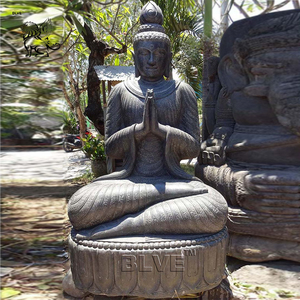 Décoration religieuse extérieure en <span class=keywords><strong>pierre</strong></span> <span class=keywords><strong>de</strong></span> <span class=keywords><strong>lave</strong></span> naturelle noire Statue <span class=keywords><strong>de</strong></span> bouddha <span class=keywords><strong>de</strong></span> jardin en marbre Taille réelle Inde <span class=keywords><strong>Sculpture</strong></span> <span class=keywords><strong>de</strong></span> bouddha assis - Product Image 2
