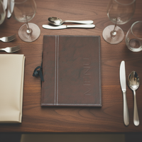 Couverture de menu en cuir PU A4 du fournisseur de cuir Yimi 8.5X11 fournitures d'hôtel et de restaurant avec deux poches en PVC