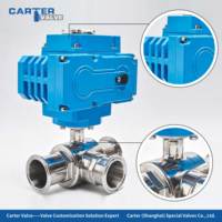 Vanne à boisseau sphérique électrique 3 voies à raccord Tri-Clamp en acier inoxydable 304/316, port en L, port en T, poli miroir, siège en PTFE, qualité alimentaire, résistant à la corrosion