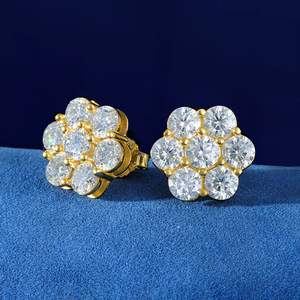 Boucles d'oreilles classiques en argent sterling S925 avec diamants Moissanite VVS, fermoir à friction, style streetwear décontracté, pour hommes - Product Image 5