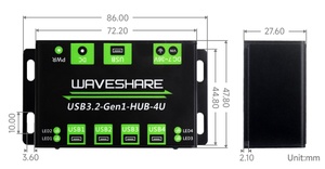 Waveshare 4-ch USB 3.2 Gen1 Hub, kim loại Trường hợp với Wall-Mount hỗ trợ, trình điều khiển miễn phí, plug-and-play, nhiều hệ thống hỗ trợ - Product Image 6