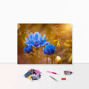 Factory Custom 5d Diamond Painting Flower Blue DIY Art Diamond Painting Kits for Adults