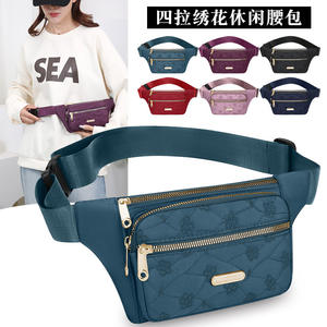Sac banane élégant pour femme, plusieurs poches, résistant à l'eau, fermeture éclair, violet foncé, bleu lac, rouge, violet, bleu foncé, noir - Product Image 2
