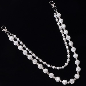 Cadena de cintura Yueli de doble capa con microincrustaciones de diamantes de imitación, aleación de zinc, forma de bola, estilo hip hop, punk, accesorio de fiesta, cadena corporal. - Product Image 1
