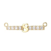 Conectores de Joyería al por Mayor para DIY, Colgante de Letra con Doble Círculo de Circonita, Dije de Letra Inglesa de 14k para Collar y Pulsera