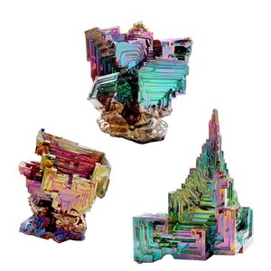 Minéral brut de bismuth naturel, cristaux, é<span class=keywords><strong>l</strong></span>ément chimique, décoration irisée style château, spécimen métallique, pierre exotique - Product Image 6