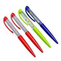Stylo bille promotionnel personnalisé en plastique avec objets flottants 2D 3D, stylo à huile à paillettes superposées, bouteille à paillettes liquides
