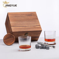 11oz Double Old Fashioned Crystal Rock Whisky Verres Exquis En Bois Sous-verres Boîte-Cadeau Whisky Pierres Verres Accessoires