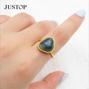 Anillos de cristal de acero inoxidable al por mayor Anillo chapado en oro de 18K de piedra natural para mujer - Product Image 6