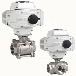 COVNA 12V DC24V 2.5 inch 2 Way 3 Way BSP Thread Electric Motorized Water Flow Control Ball Valve with Electric Actuator