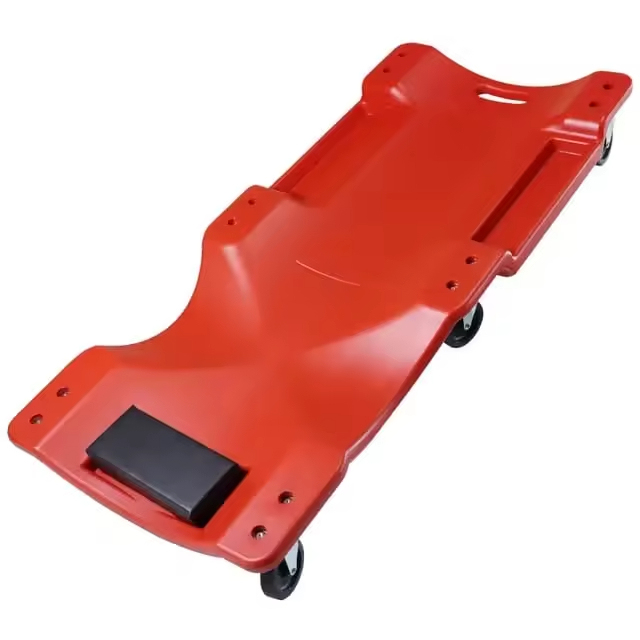 40 Inch Mechanic Creeper, Automotive Garage Repair Low Profile Under Car Rolling Creeper with Padded Headrest, Plastic, Red