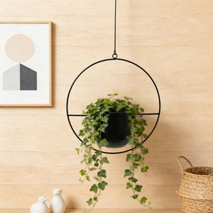 Metal Hanging Flower Pot Round Black Iron Planter <b>For</b> Balcony Succulent <b>Planting</b> Outdoor Decor - Product Image 2