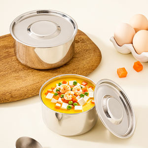 Bol en acier inoxydable 316, bol à soupe rond pour la maison, bol anti-brûlure pour la cuisson à la vapeur des œufs et de la crème anglaise - Product Image 2