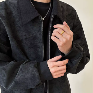 Nuova <span class=keywords><strong>Giacca</strong></span> Primaverile in <span class=keywords><strong>Pelle</strong></span> PU Stile Vintage Barn con Cerniera, Vestibilità Ampia, Stile High Street, Unisex, Tinta Unita - Product Image 1