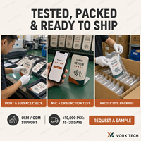 Tarjeta NFC con Chip NTAG213 de Vorx Tech para Reseñas de Google, con Función de Tocar y Escanear Código QR para Comentarios de Clientes