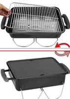 Parrilla de Carbón Cuadrada Portátil Go Anywhere / Plancha de Hierro Fundido WGA de 1 Pieza, Reemplazable de Doble Cara, Reutilizable y Fácil de Transportar