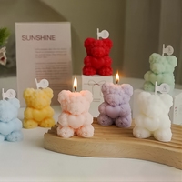 Bougie parfumée personnalisée faite à la main fleur rose ours Cadeau de décoration de mariage pour la Saint-Valentin Bougies aromatiques décoratives en cire de soja parfumée