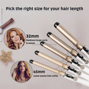 Vente chaude 38mm Plage Grand Ondulé Long Tourmaline Céramique Revêtement Cheveux Bigoudi Professionnel Cheveux Styling Outils Appareils - Product Image 3
