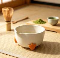 Bol à matcha en céramique personnalisé en forme de canard, fait main, pour la cérémonie du thé Chawan et le matcha latte