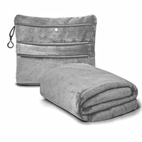 Couverture de voyage multifonctionnelle personnalisée en polyester 2-en-1 pour voyages d'affaires et vols – Châle/couverture de sieste pliable et portable