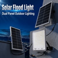 Projecteur LED à double panneau solaire, étanche IP66, conception séparée pour l'éclairage agricole, paysager et commercial